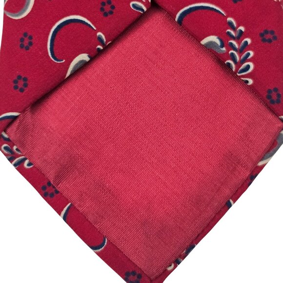Geoffrey Beene Mens Tie Red Paisley Floral Pattern Silk Handmade Italy Vintage - Picture 8 of 8